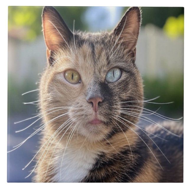 Azulejo De Cerâmica Adicionar Personalização de Foto de Cat (Frente)