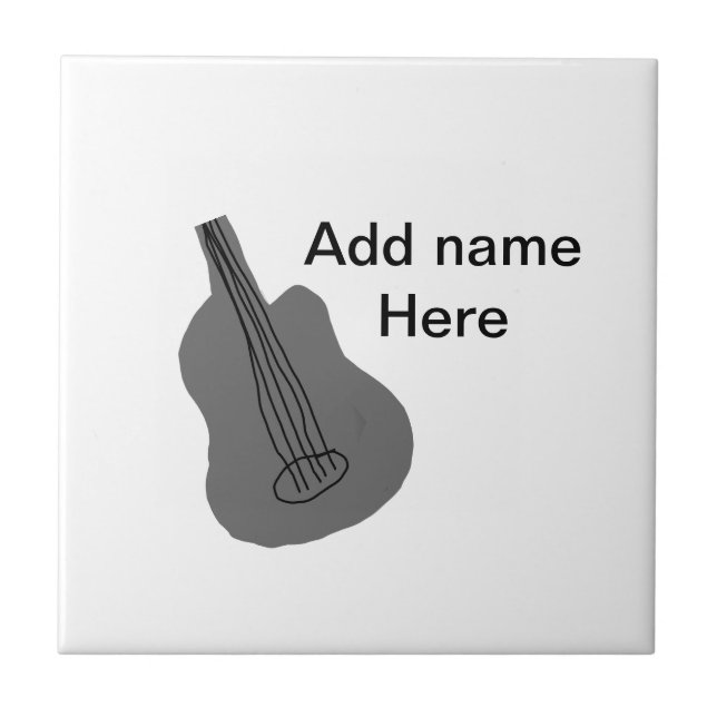Azulejo De Cerâmica Adicione o nome do texto guitarra acústica castanh (Frente)