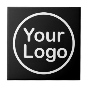 Azulejo De Cerâmica Adicione seu próprio logotipo   Fundo Negro