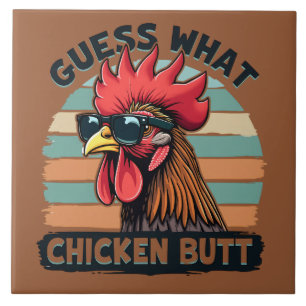 Azulejo De Cerâmica Adivinha Que Bumbum De Frango Engraçado Rooster