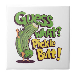 Azulejo De Cerâmica Adivinhe O Que_ Bunda de Pepino! Pepino Engraçado