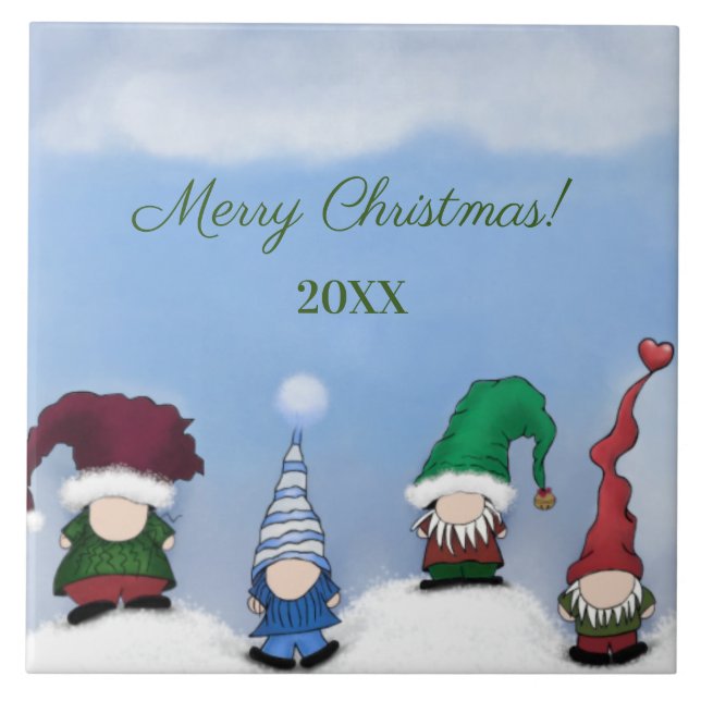 Azulejo De Cerâmica Adorable Gnome Posse (Frente)