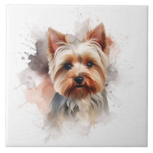 Azulejo De Cerâmica Adorable Short-Haired Yorkshire Terrier Watercolor