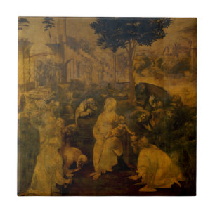 Azulejo De Cerâmica Adoração do Magi por Leonardo da Vinci