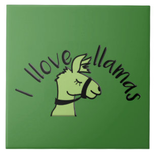 Azulejo De Cerâmica Adoráveis Llama Love I Llove Llamas Green