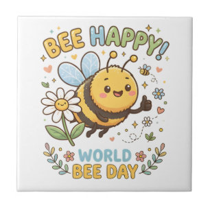 Azulejo De Cerâmica Adorável ilustração "Abe feliz!" para o Dia Mundia