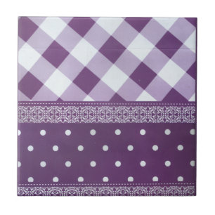 Azulejo De Cerâmica Adorável padrão sem costura do Damask Purple