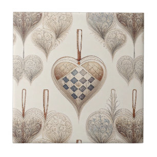Azulejo De Cerâmica Adornos de Coração Ornamentados - Barroco e Colcha