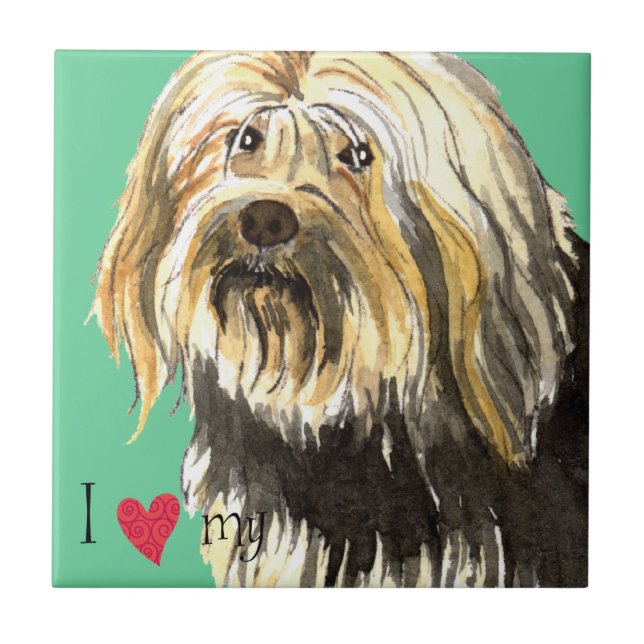 Azulejo De Cerâmica Adoro o meu Lowchen (Frente)