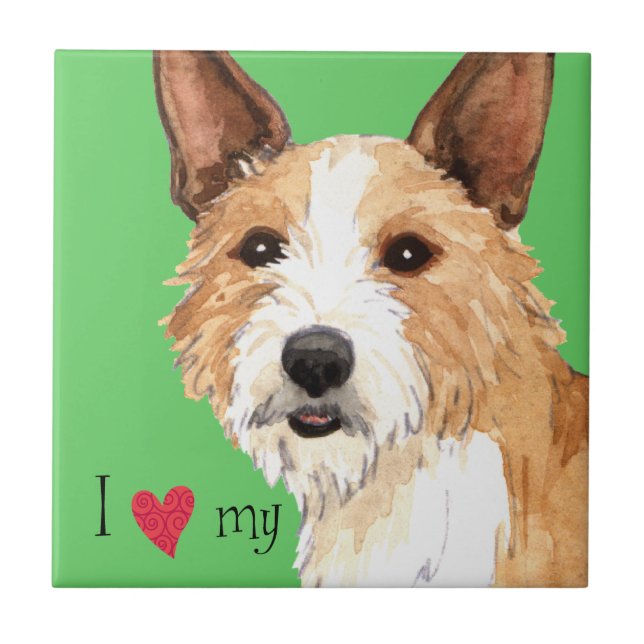 Azulejo De Cerâmica Adoro o meu Podengo Pequeno Português (Frente)