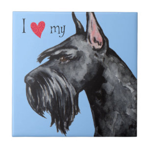 Azulejo De Cerâmica Adoro o meu Schnauzer Gigante