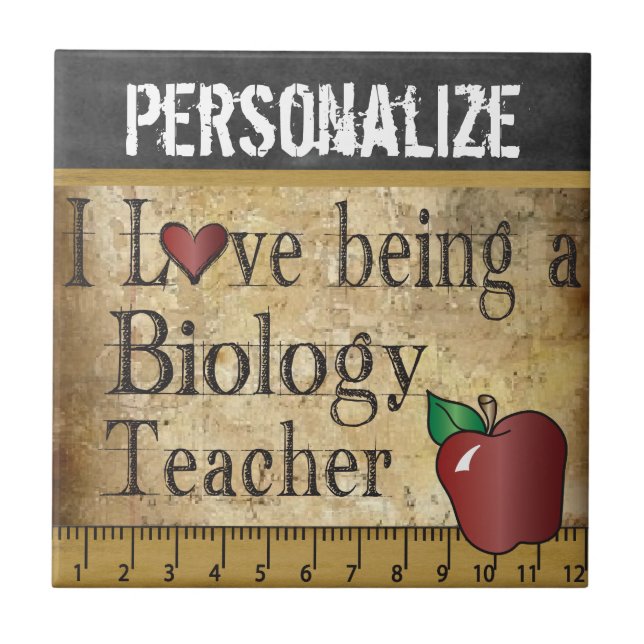 Azulejo De Cerâmica Adoro ser professor de biologia (Frente)