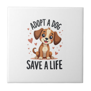 Azulejo De Cerâmica Adote Um Cachorro Salve Uma Vida Vintage Fofinho R