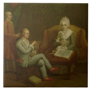 Azulejo De Cerâmica Adriana Giustinian Barbarigo e seu filho Gerolamo