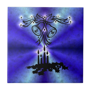 Azulejo De Cerâmica Advento, Artdeco de Natal no Arco Verde Azul