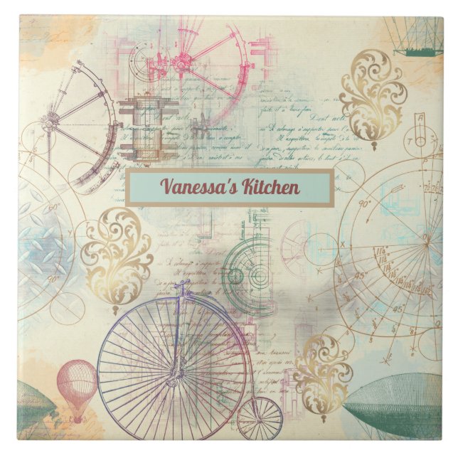 Azulejo De Cerâmica Aeronaves e ferramentas do ciclo a vapor (Frente)