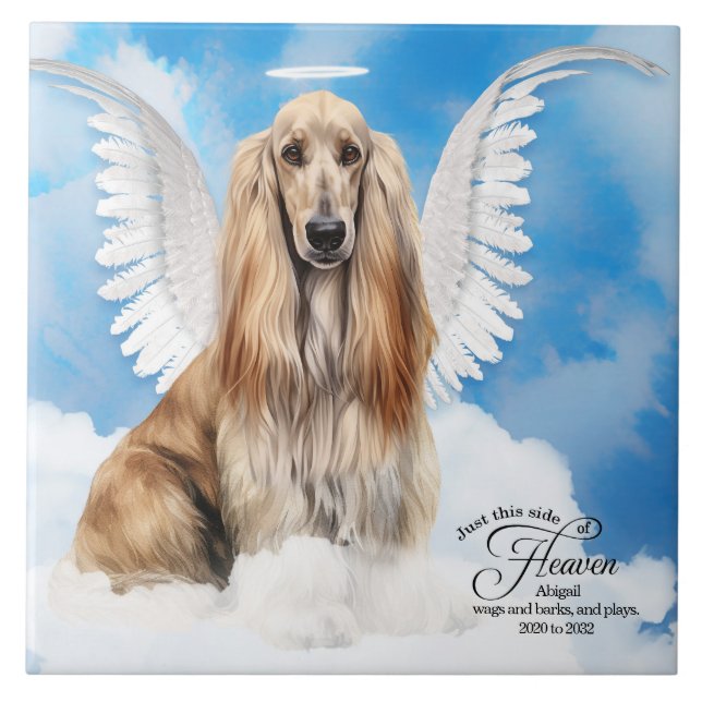 Azulejo De Cerâmica Afegão Hound Angel Dog Personalizado Memorial Pet (Frente)