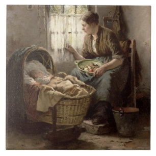 Azulejo De Cerâmica Afeição maternal (óleo em canvas)