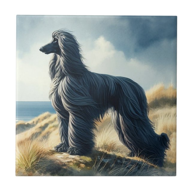 Azulejo De Cerâmica Afghan Hound (Frente)