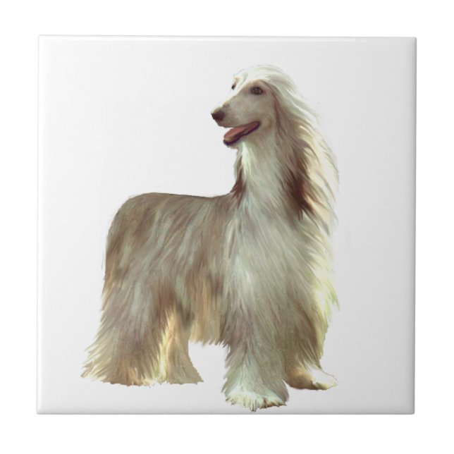 Azulejo De Cerâmica Afghan Hound (B) - corça em pé (Frente)
