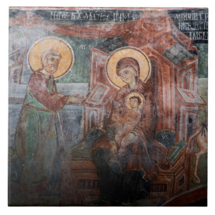 Azulejo De Cerâmica Afrescos da Igreja Sérvia do século XIV, 2