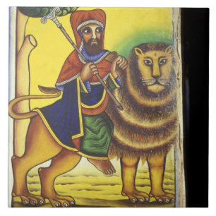 Azulejo De Cerâmica África, Etiópia. Arte representando Leão de