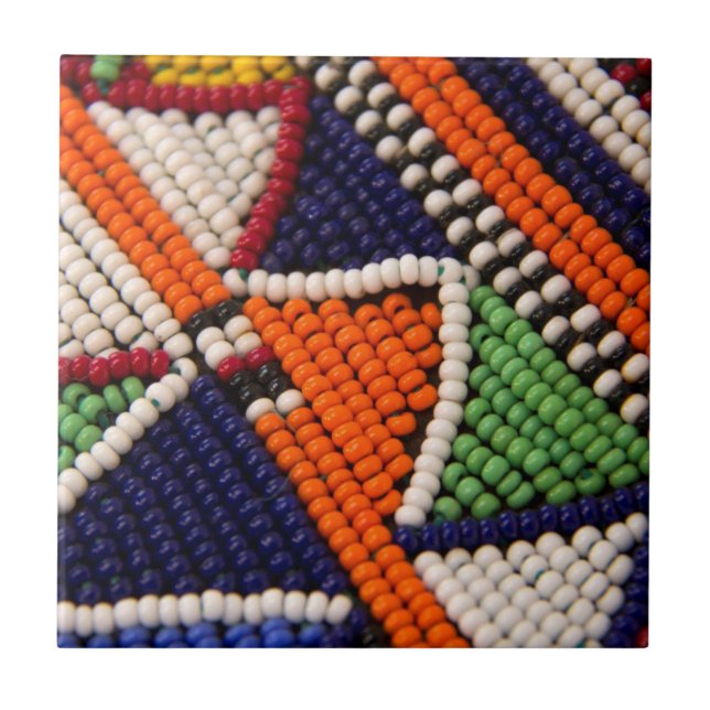 Azulejo De Cerâmica África, Quênia. Miçangas Tribais de Maasai (Frente)