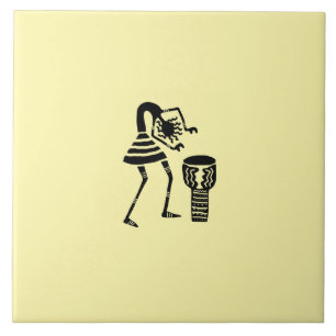 Azulejo De Cerâmica African Art Cute Silhouette Music Girl