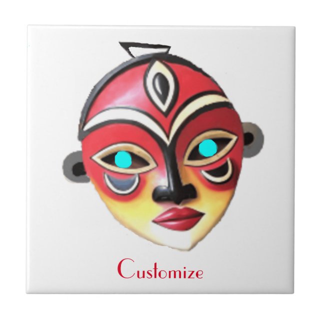 Azulejo De Cerâmica African Girl Face Mask Thunder_Cove  (Frente)