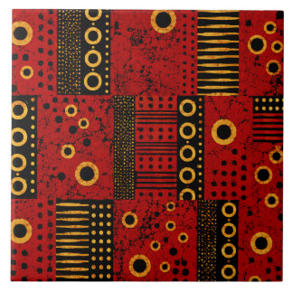 Azulejo De Cerâmica African Red Sunburst Tribal Remendo Decorativo