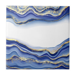 Azulejo De Cerâmica Ágata Azul Ouro Branco Geodo Moderno Tendência