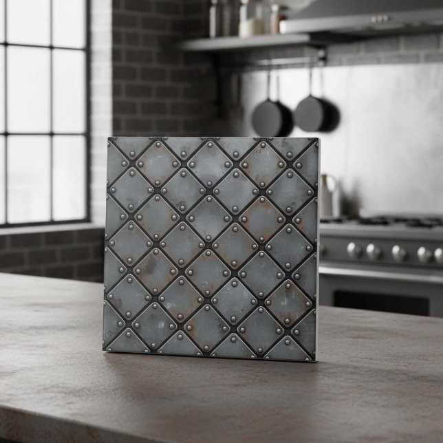 Azulejo De Cerâmica Aged Iron Plate and Rivets #21 ID1227 (Criador carregado)