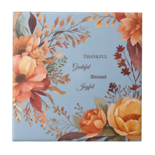 Azulejo De Cerâmica Agradecido Agradável Abençoado Floral Ação de Graç