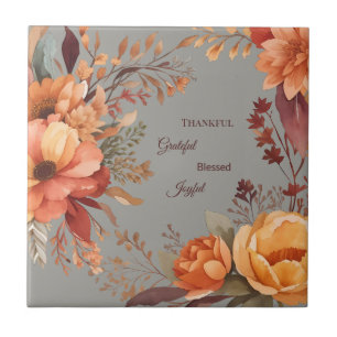 Azulejo De Cerâmica Agradecido Agradável Abençoado Floral Dia de Ação