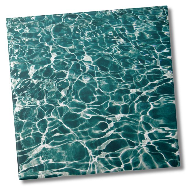 Azulejo De Cerâmica Água Piscina Azul (Peaceful Summer Aqua Blue Swimming Pool Water Ceramic Tile)
