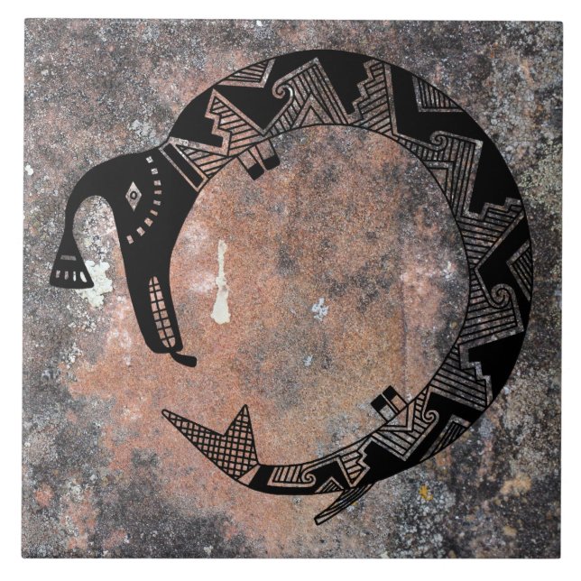 Azulejo De Cerâmica Água Serpente Mimbres Design (Frente)