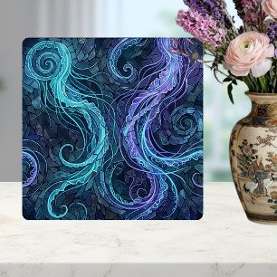 Azulejo De Cerâmica Água-viva Bioluminescente Redemoinho Roxo Turquesa