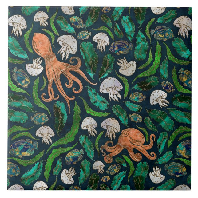 Azulejo De Cerâmica Água-viva e Octopus Pattern (Frente)