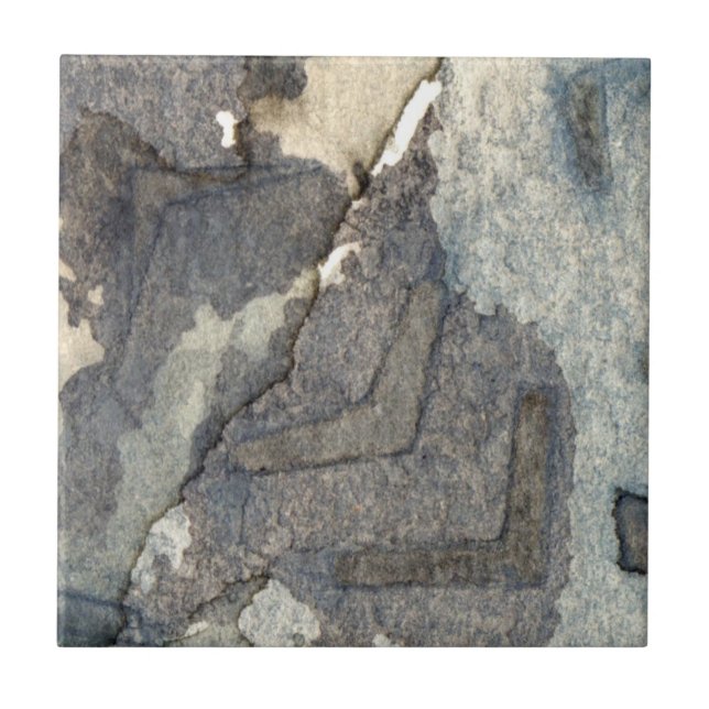Azulejo De Cerâmica aguarela cinza-azul 2 do fundo (Frente)