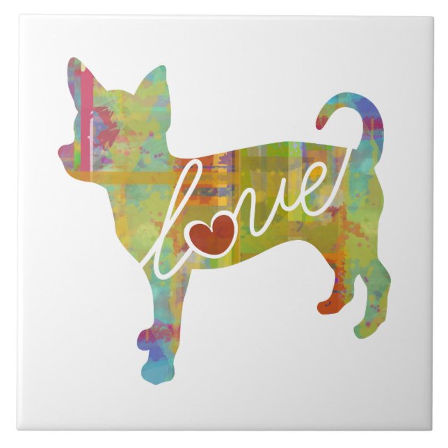 Azulejo De Cerâmica Aguarela da chihuahua (Frente)