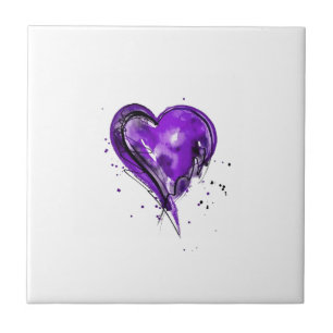 Azulejo De Cerâmica Aguarela de Purple Heart