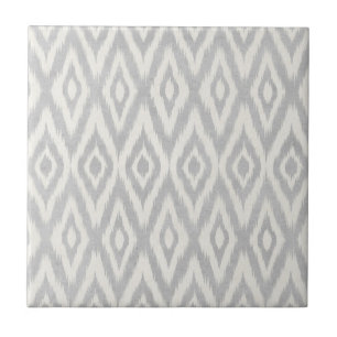 Azulejo De Cerâmica Aguarela Pastel asteca cinzenta Ikat brandamente