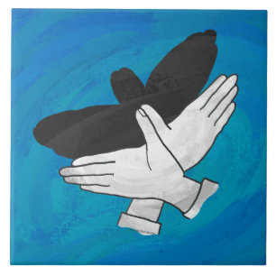 Azulejo De Cerâmica Águia Sombra em Azul