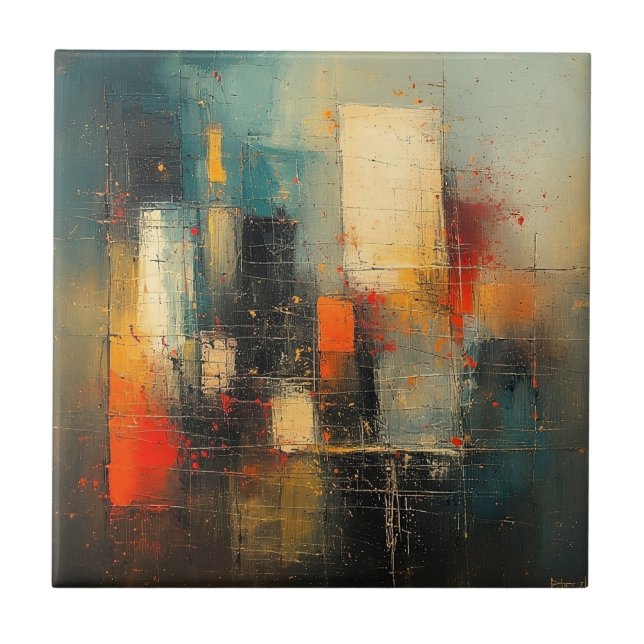 Azulejo De Cerâmica Ai gerou abstrato e cidade resiliente (Frente)