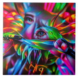 Azulejo De Cerâmica Aichmofobia: Arte Surreal Viva