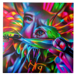 Azulejo De Cerâmica Aichmofobia: Arte Surreal Viva