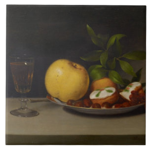 Azulejo De Cerâmica Ainda vida com fruta, bolos e vinho, 1821