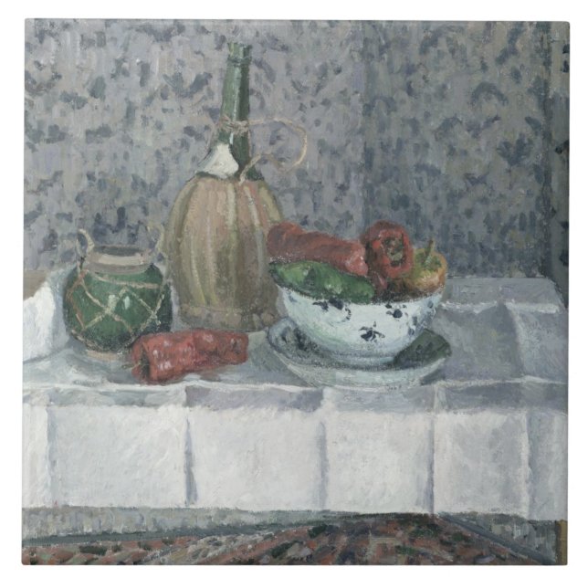 Azulejo De Cerâmica Ainda vida com pimentas, 1899 (óleo em canvas) (Frente)