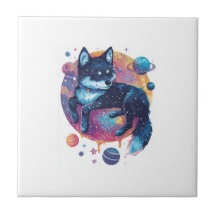 Azulejo De Cerâmica Akita Astral - Cão Espacial Cósmico