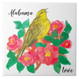 Azulejo De Cerâmica Alabama Love Yellowhammer Camellia Flowers